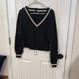 Black V-Neck Women's Top